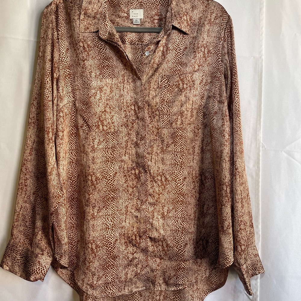 a new day Brown Patterned Women's Blouse